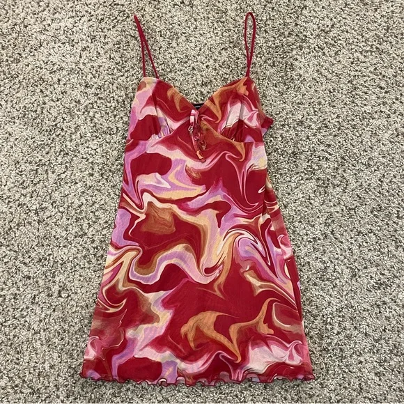 urban outfitters red silk dress Urban Outfitters Red Mallory Cowl Neck Slip Dress